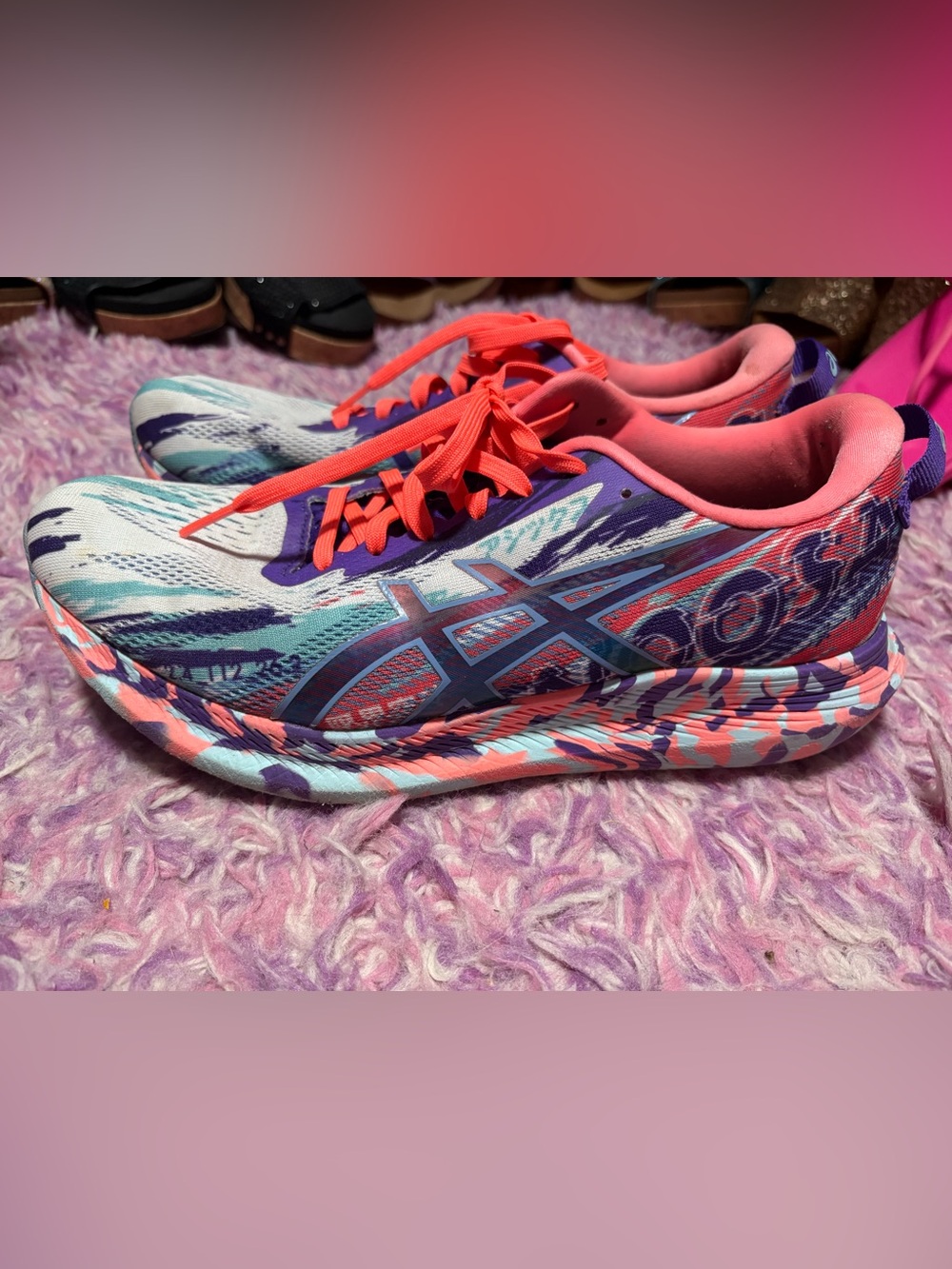 ASICS Noosa Tri Coral Pink and Purple Women's Athletic Running Shoes SZ 9.5